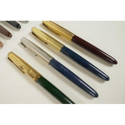 369 - A collection of nine Parker '51' fountain pens, probably all US models