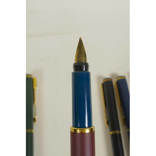 370 - A collection of five Parker 'Rialto' Series 88 fountain pens, 5