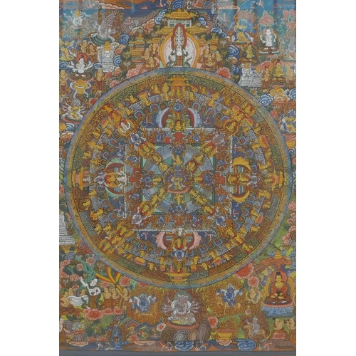 377 - A hand painted Tibetan silk thangka, 11