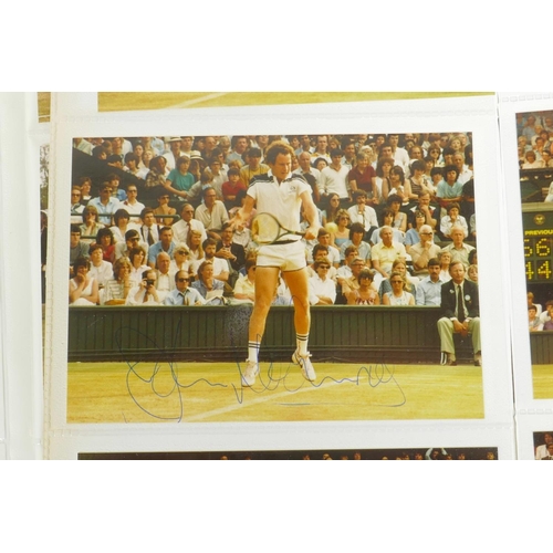 378 - An album of 1970s/80s photographs of professional tennis players, to include a signed photograph of ... 