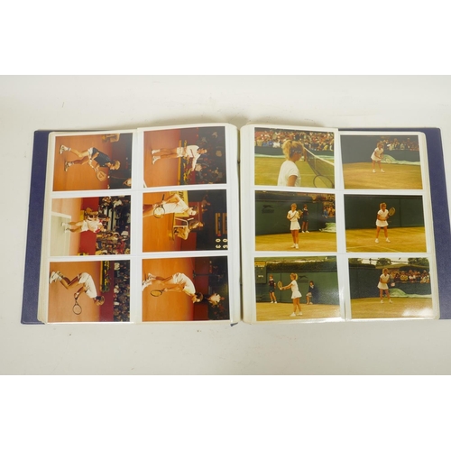 378 - An album of 1970s/80s photographs of professional tennis players, to include a signed photograph of ... 