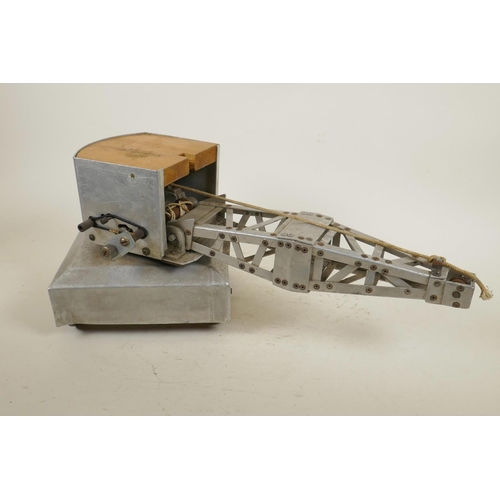 382 - A scratch built metal and wood toy crane, 16