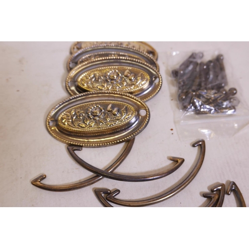 388 - A set of eight Sheraton style brass oval plate handles, 3½