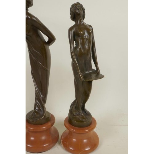 4 - Three Art Nouveau style figures of ladies, 9