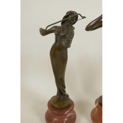 4 - Three Art Nouveau style figures of ladies, 9