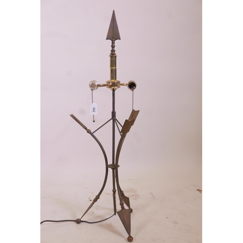 405 - A contemporary steel and brass table lamp, 33