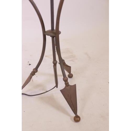 405 - A contemporary steel and brass table lamp, 33