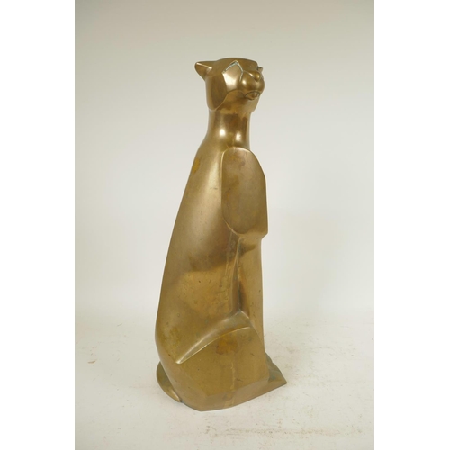 410 - An Art Deco stylised bronze figure of a seated jaguar, 15¾