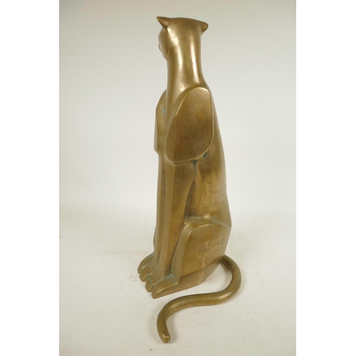 410 - An Art Deco stylised bronze figure of a seated jaguar, 15¾