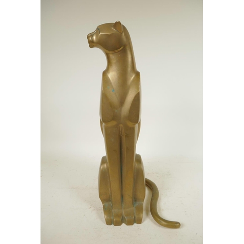 410 - An Art Deco stylised bronze figure of a seated jaguar, 15¾