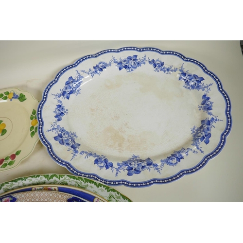 422 - Six Staffordshire oval meat dishes, largest 18½