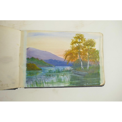 447 - An early C20th autograph book containing portrait paintings, sketches and poems