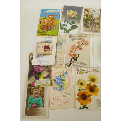 459 - Eighty vintage greetings postcards, mainly happy birthdays