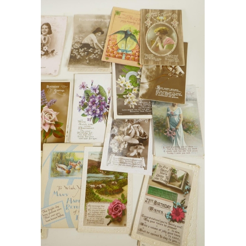 459 - Eighty vintage greetings postcards, mainly happy birthdays