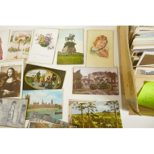 461 - A box of vintage postcards, mainly UK counties, Wales, royalty etc, approximately 500