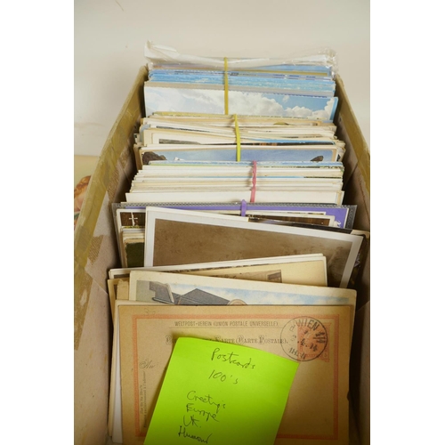 461 - A box of vintage postcards, mainly UK counties, Wales, royalty etc, approximately 500