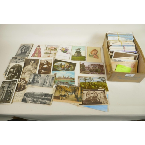 461 - A box of vintage postcards, mainly UK counties, Wales, royalty etc, approximately 500