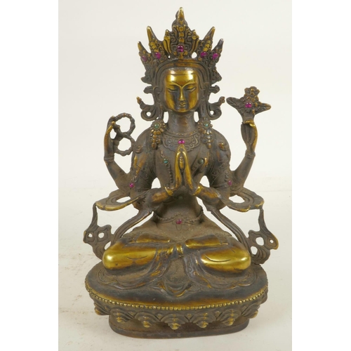 47 - A Chinese bronze figure of a Buddhist deity seated in meditation, 8