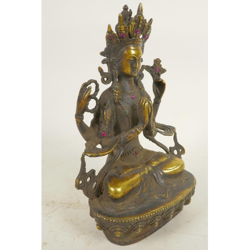 47 - A Chinese bronze figure of a Buddhist deity seated in meditation, 8