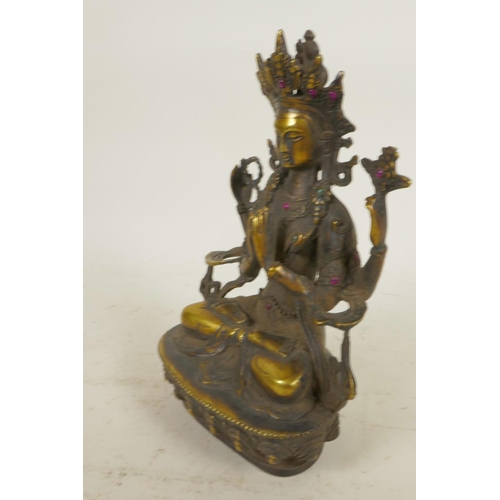 47 - A Chinese bronze figure of a Buddhist deity seated in meditation, 8