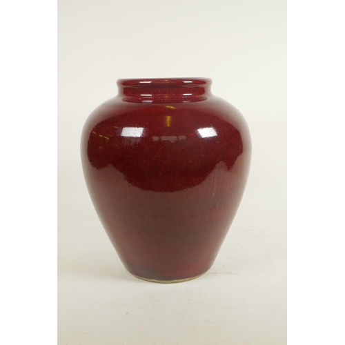 50 - A Chinese flambe glazed crackleware jar, 10