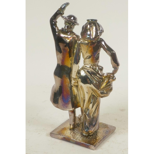 636 - A filled 925 silver figurine of a Jewish dancers, 6