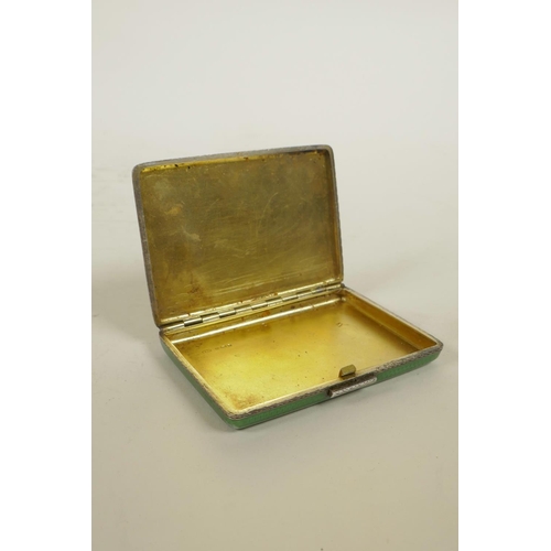 643 - A Continental silver and enamel cigarette case with 1929 import hallmark, 3¼