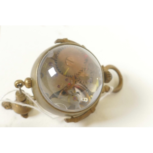 703 - A glass ball pendant watch, 1