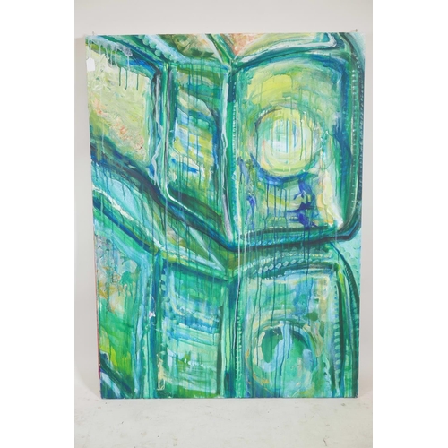 817 - Connie Smith, abstract, oil on canvas, 36½