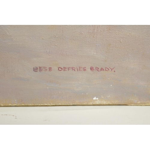 836 - Portrait of a young ballerina, signed Bess Defries Brady, artist's label verso, unframed oil on canv... 