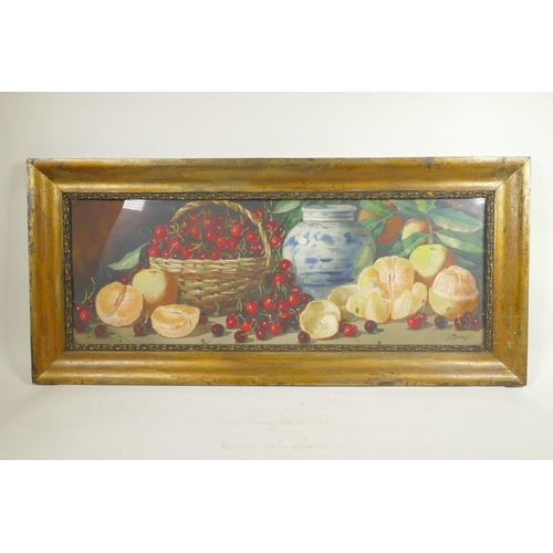 847 - A. Dudley, still life of fruit, late C19th/early C20th, watercolour, 30½