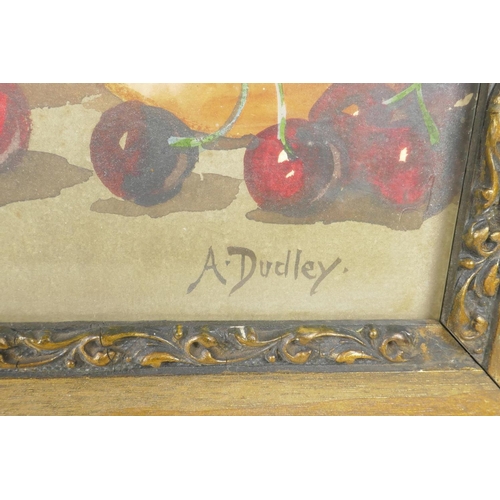 847 - A. Dudley, still life of fruit, late C19th/early C20th, watercolour, 30½