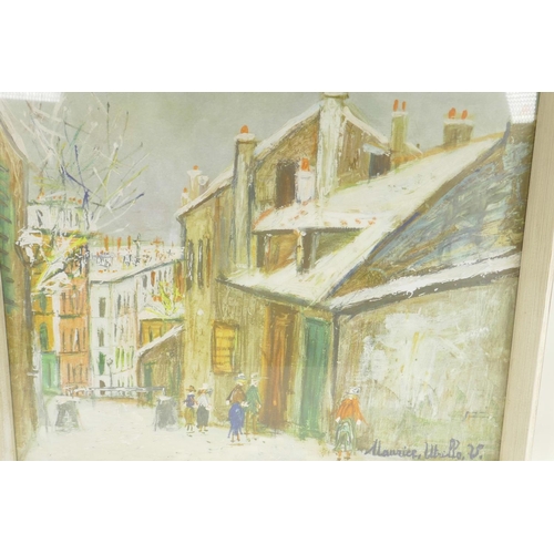 857 - Maurice Utrillo, colour print of a French town scene, 23