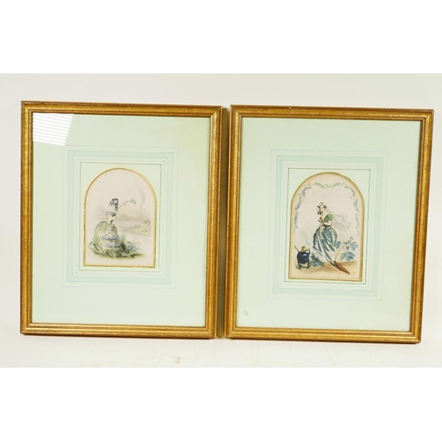 865 - Charles Geoffroy (French, 1819-1882), two hand coloured plates after J.J. Grandville (French, 1803-1... 