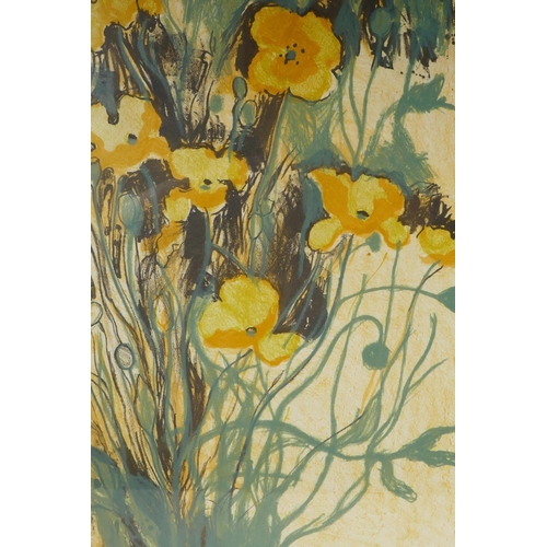 871 - Three pictures by Virginia Powell (British, b.1939), Flowers in a Field', stone lithograph, signed l... 