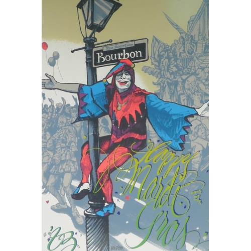 898 - Ron Picon, limited edition screen print, 'New Orleans Happy Mardi Gras', 391/700, 16½