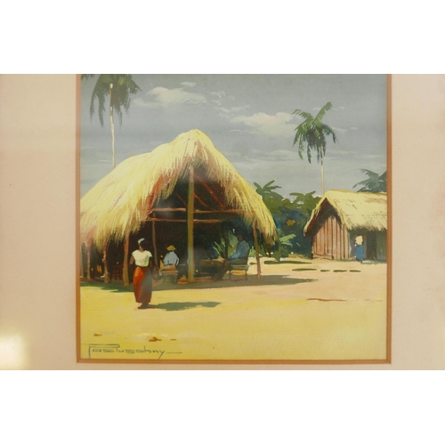 905 - J. Posluschny (South American), a pair of gouache paintings, village scenes, signed and dated 1937, ... 