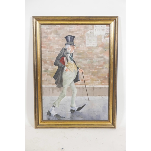 909 - D. Denahy, 1979, caricature depicting a gentleman of the legal trade, oil on board, 16½