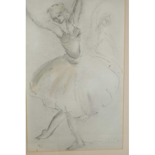 913 - Three limited edition lithoprints of ballet dancers, by the same hand, pencil signed indistinctly an... 