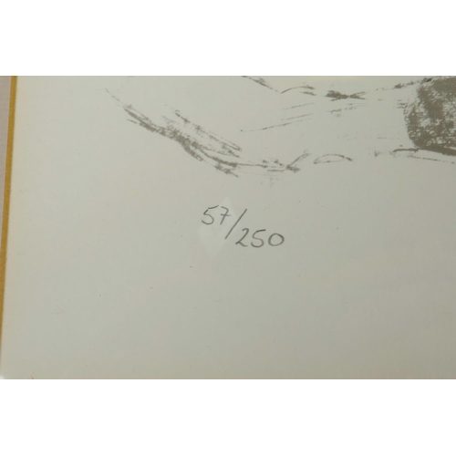 913 - Three limited edition lithoprints of ballet dancers, by the same hand, pencil signed indistinctly an... 