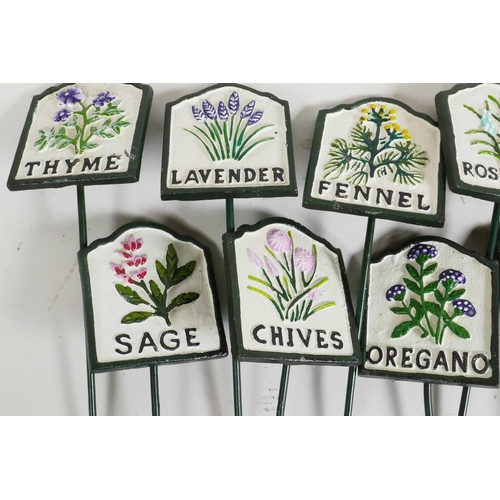 11 - A set of twelve painted iron herb markers