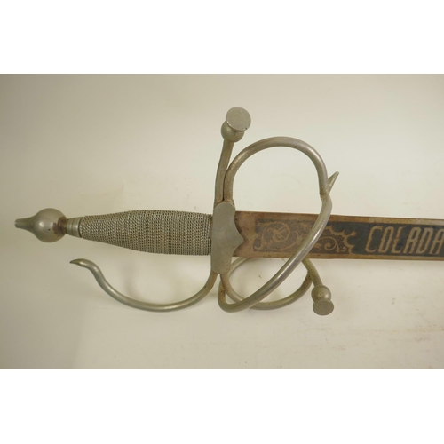 275 - A 'Colada del Cid' sword in Toledo steel, in the Renaissance style, the blade etched to the face 'Co... 