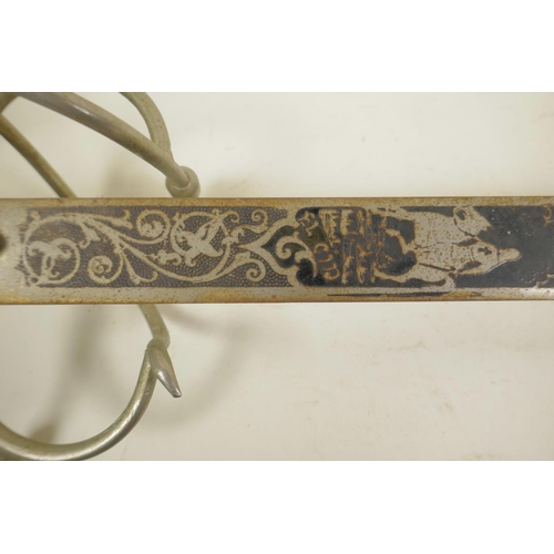 275 - A 'Colada del Cid' sword in Toledo steel, in the Renaissance style, the blade etched to the face 'Co... 