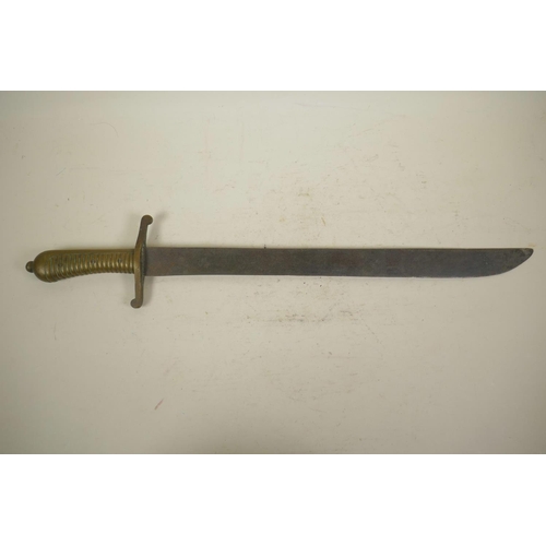 277 - An original Prussian/German model 1855 pioneer's short sword with cast brass and ribbed grip, and a ... 
