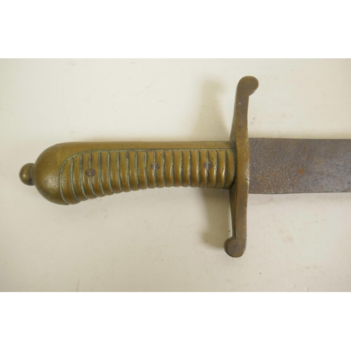 277 - An original Prussian/German model 1855 pioneer's short sword with cast brass and ribbed grip, and a ... 