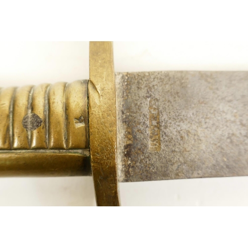 277 - An original Prussian/German model 1855 pioneer's short sword with cast brass and ribbed grip, and a ... 