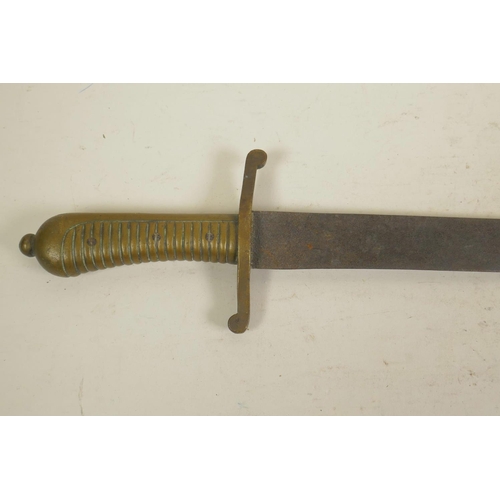 277 - An original Prussian/German model 1855 pioneer's short sword with cast brass and ribbed grip, and a ... 