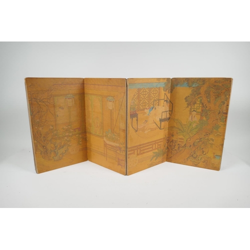 100 - A Chinese printed concertina book depicting erotic scenes, 6½