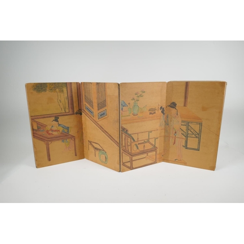 100 - A Chinese printed concertina book depicting erotic scenes, 6½