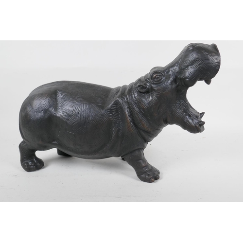 102 - A bronzed metal figure of a hippopotamus, 14